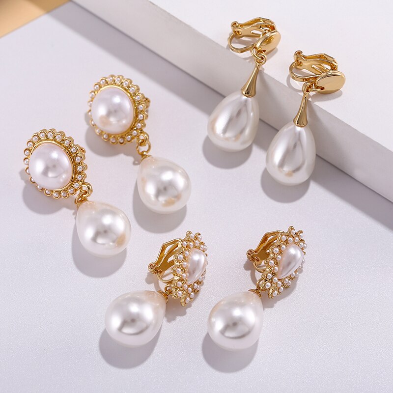 WATER DROP PEARL CLIP ON EARRINGS