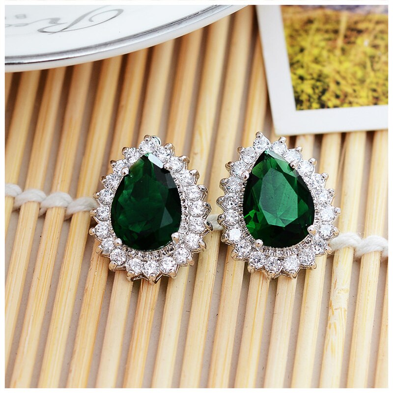 PREMIUM SPARKLY ZIRCONIA WATER DROP CRYSTAL CLIP ON EARRINGS