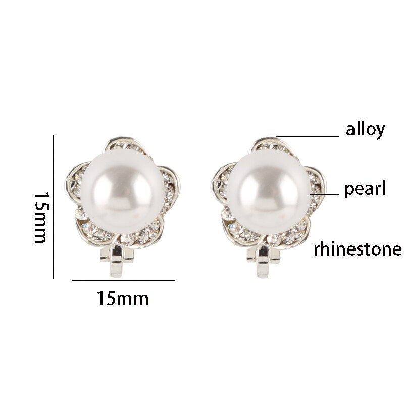 CUTE FLOWER SHAPE IMITATION PEARL EAR CLIPS