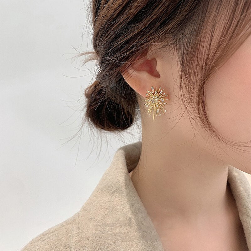 SILVER FIREWORK CLIP ON EARRINGS