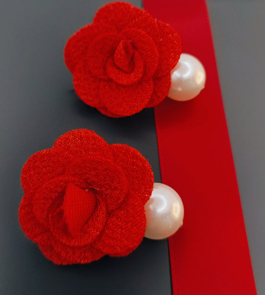 ROSE & PEARL DROP CLIP ON EARRINGS