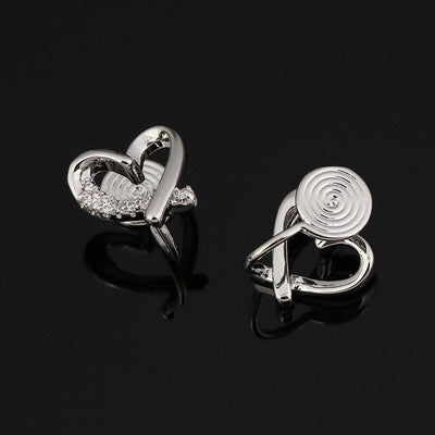 HEART ZIRCONIA BRASS COIL EARRINGS