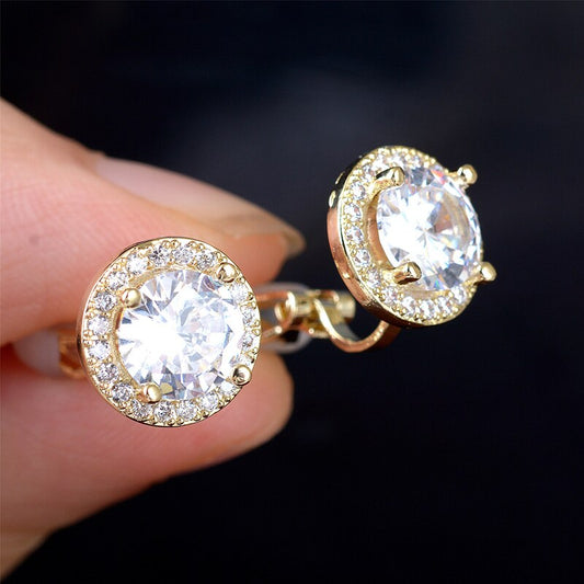 SPARKLY CUBIC ZIRCONIA CLIP ON EARRINGS