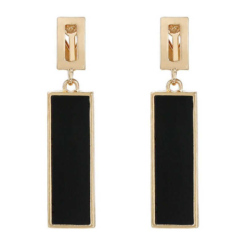 GEOMETRY RECTANGLE CLIP ON EARRNGS
