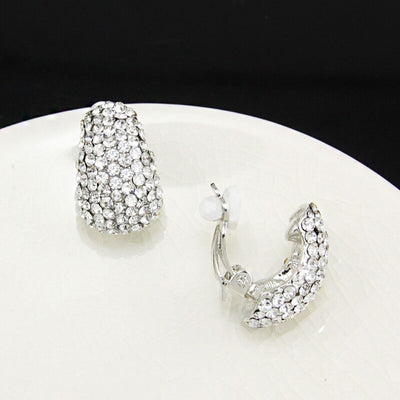 FULL CRYSTAL RHINESTONE CLIP ON EARRINGS