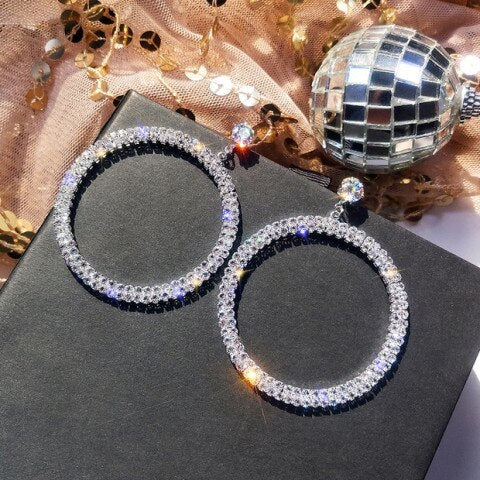 LUXURY HOOP CRYSTAL CLIP ON EARRINGS