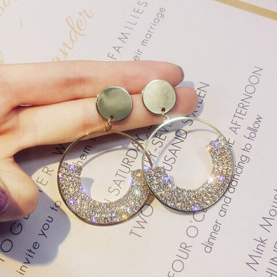 ROUND CRYSTAL CLIP ON EARRINGS