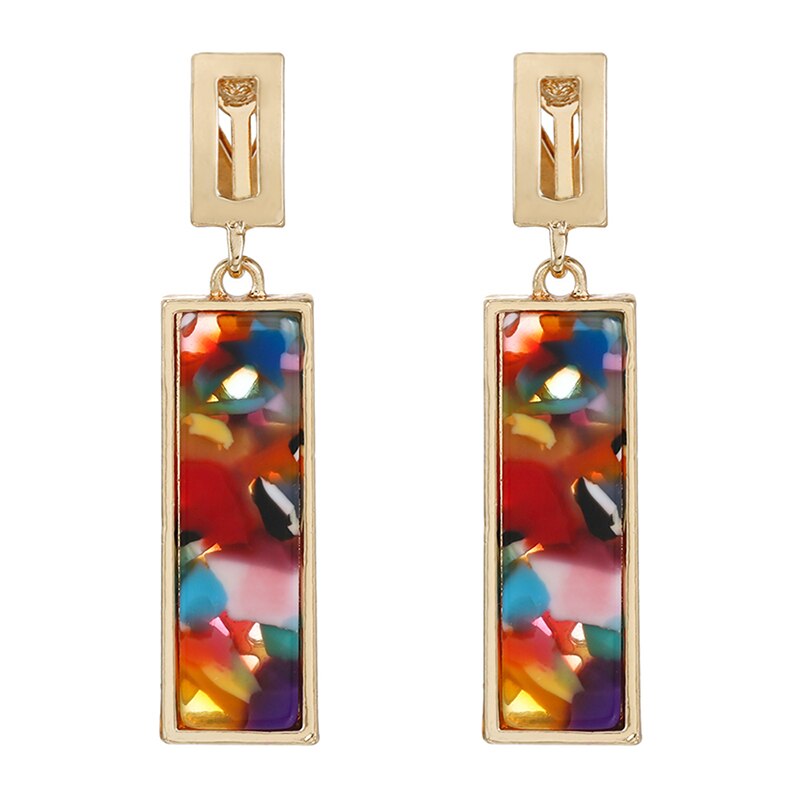 GEOMETRY RECTANGLE CLIP ON EARRNGS